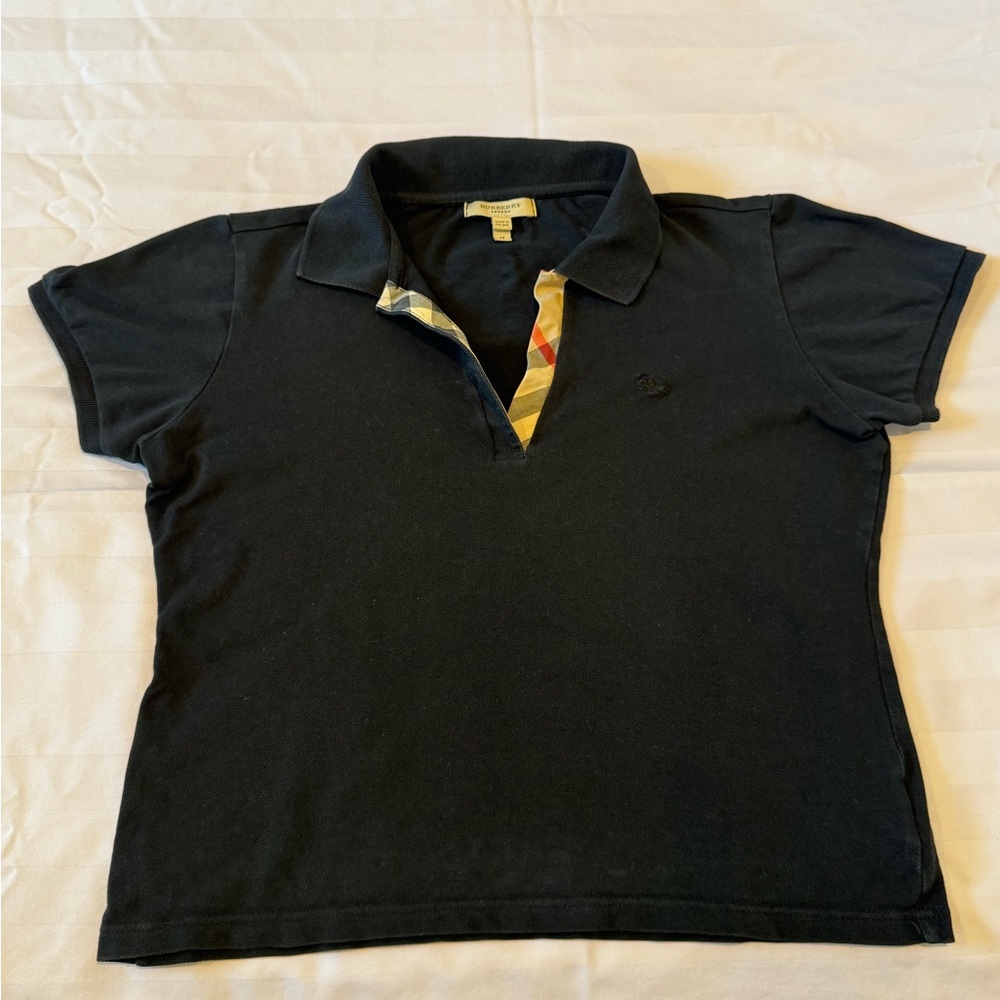 Burberry Black Polo with Signature Check Placket